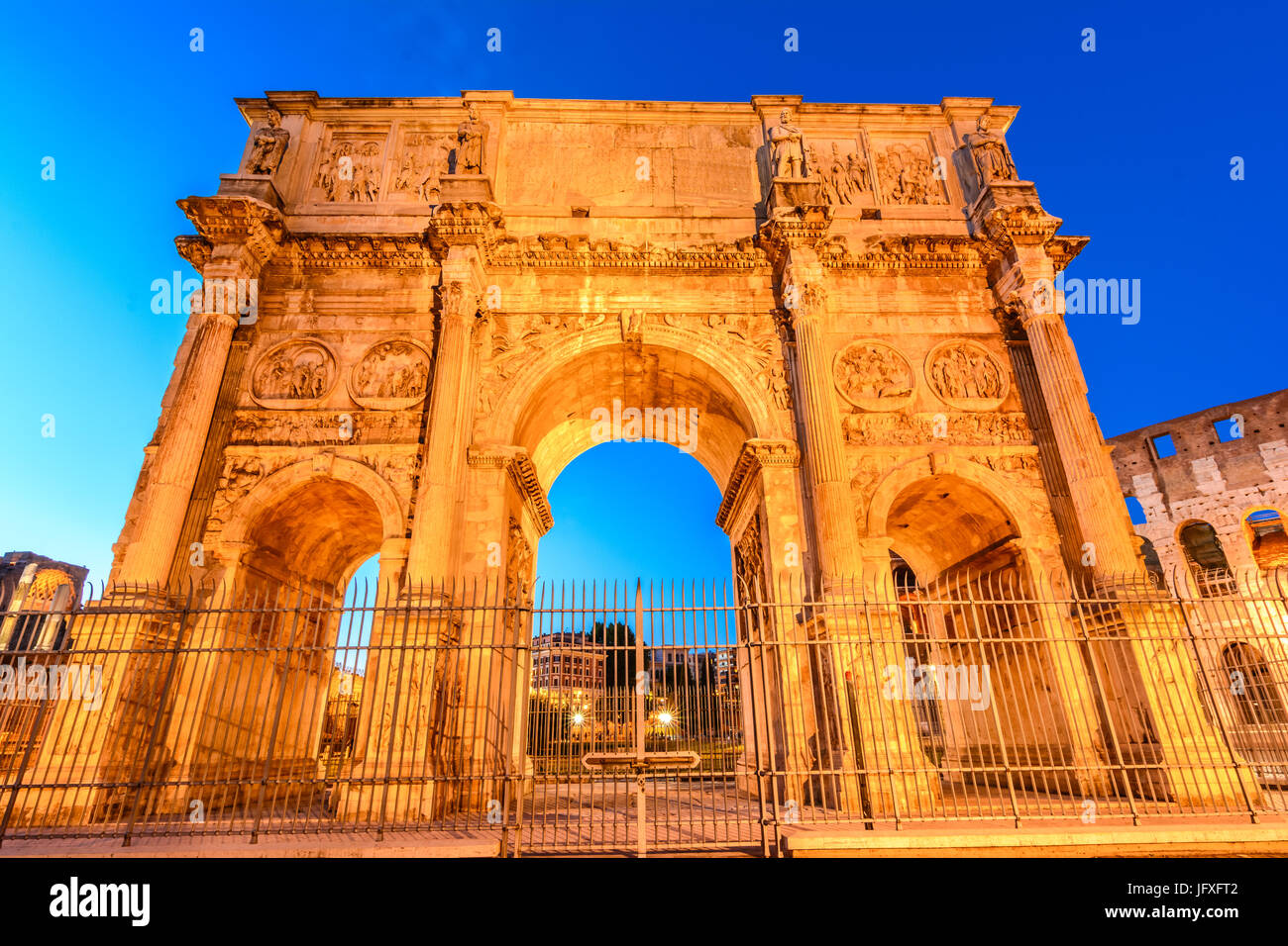 The Arch of Constantine next to the Colosseum in Rome, Italy Stock