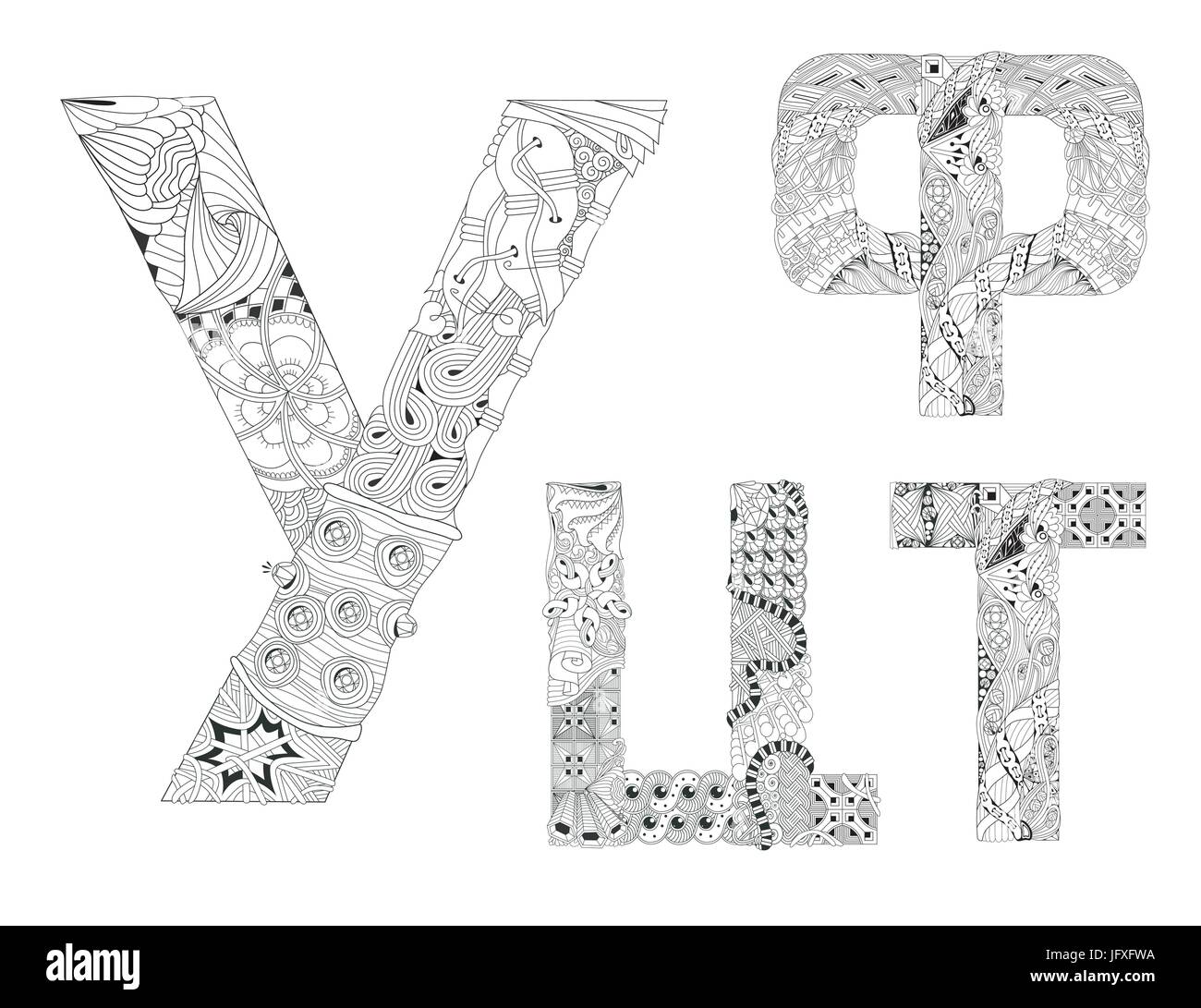 Russian unusual alphabet doodle style letters on a white background ...