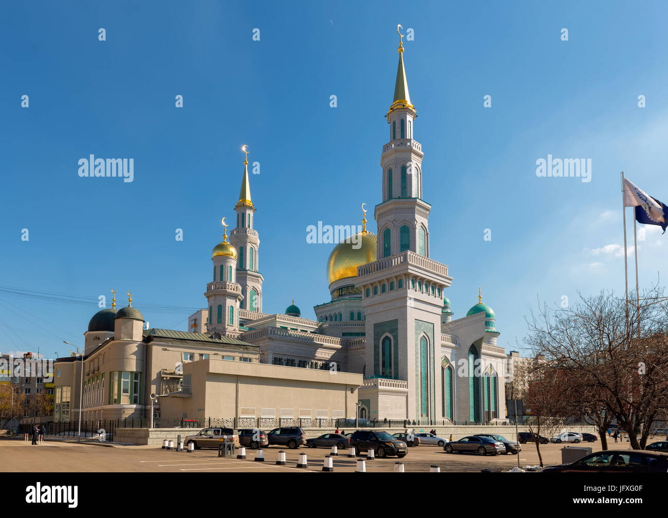 MOSCOW, RUSSIA - APRIL 01, 2017:Moscow Cathedral mosque — the main mosque of Moscow, one of the largest and highest mosque in Russia and Europe Stock Photo