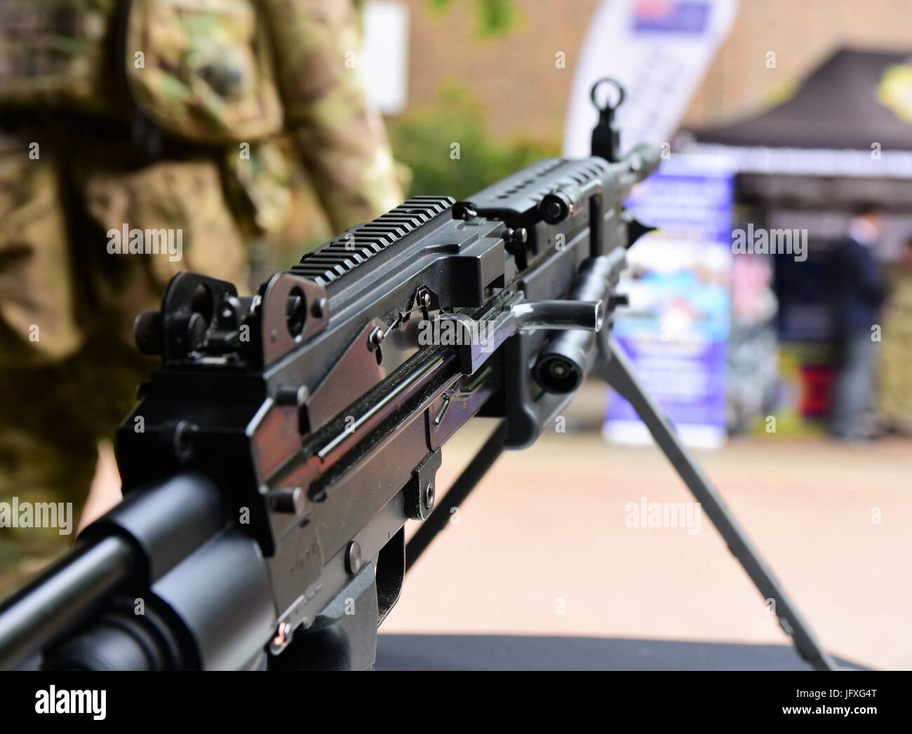 General Purpose Machine Gun on display at Armed Forces Day 2017 in Banbury Town Center Stock Photo