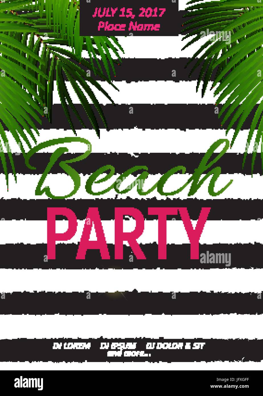 Summer Night Beach Party Poster. Tropical Natural Background with Palm ...