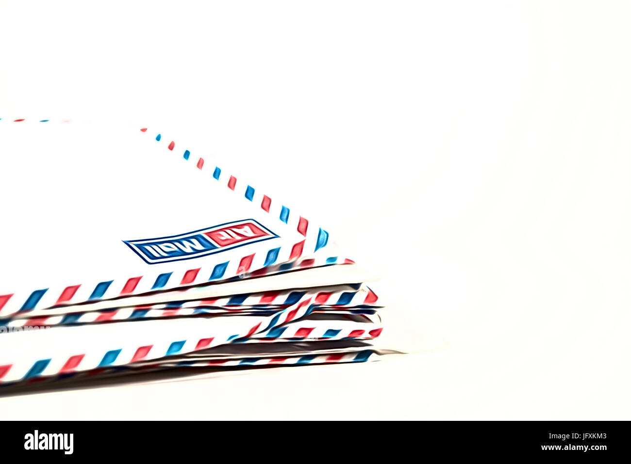 Airmail envelopes on white background. Stock Photo