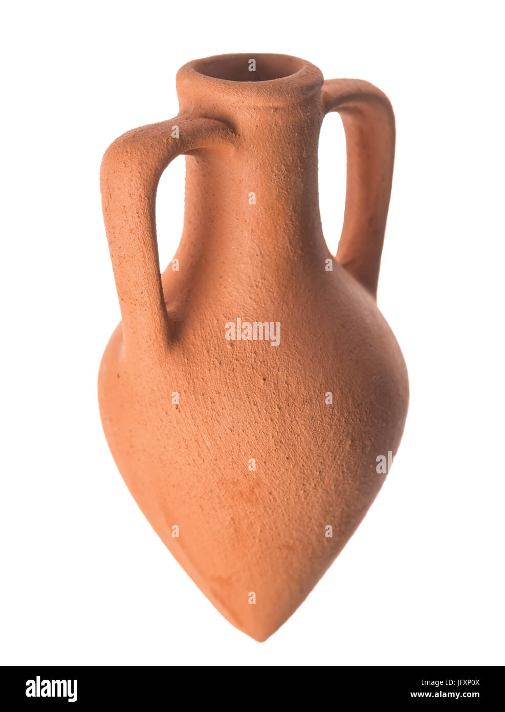 old ceramic amphora is isolated on white background, close up Stock Photo