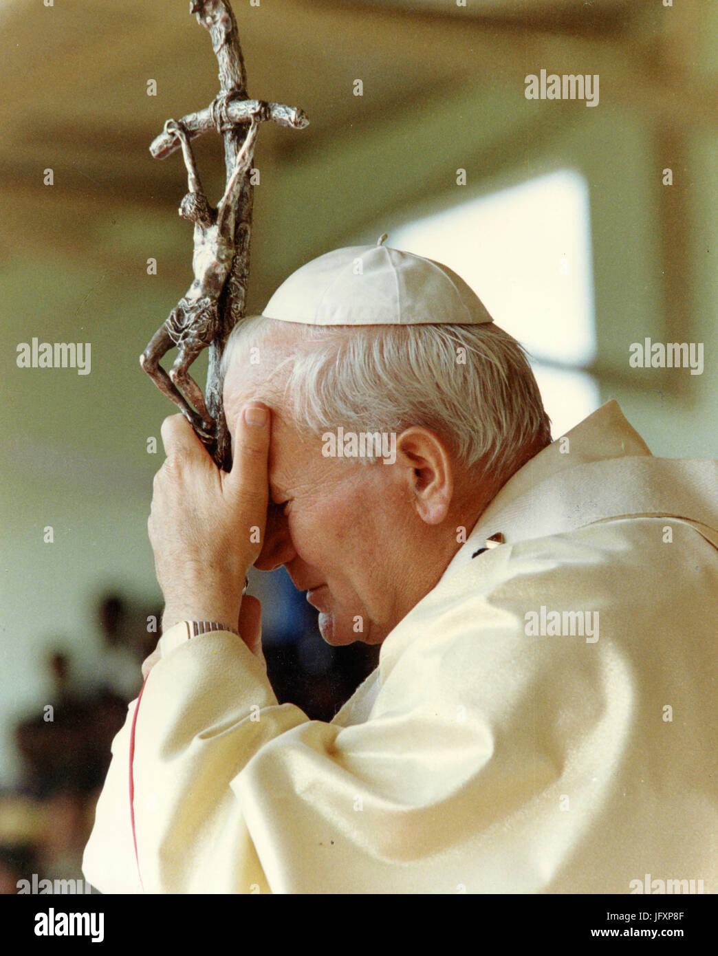 Karol Wojtyla, Pope John Paul II holding the cross Stock Photo