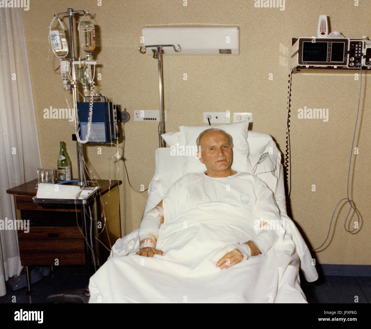 Karol Wojtyla, Pope John Paul II at the hospital after the assassination attempt, Rome, Italy Stock Photo