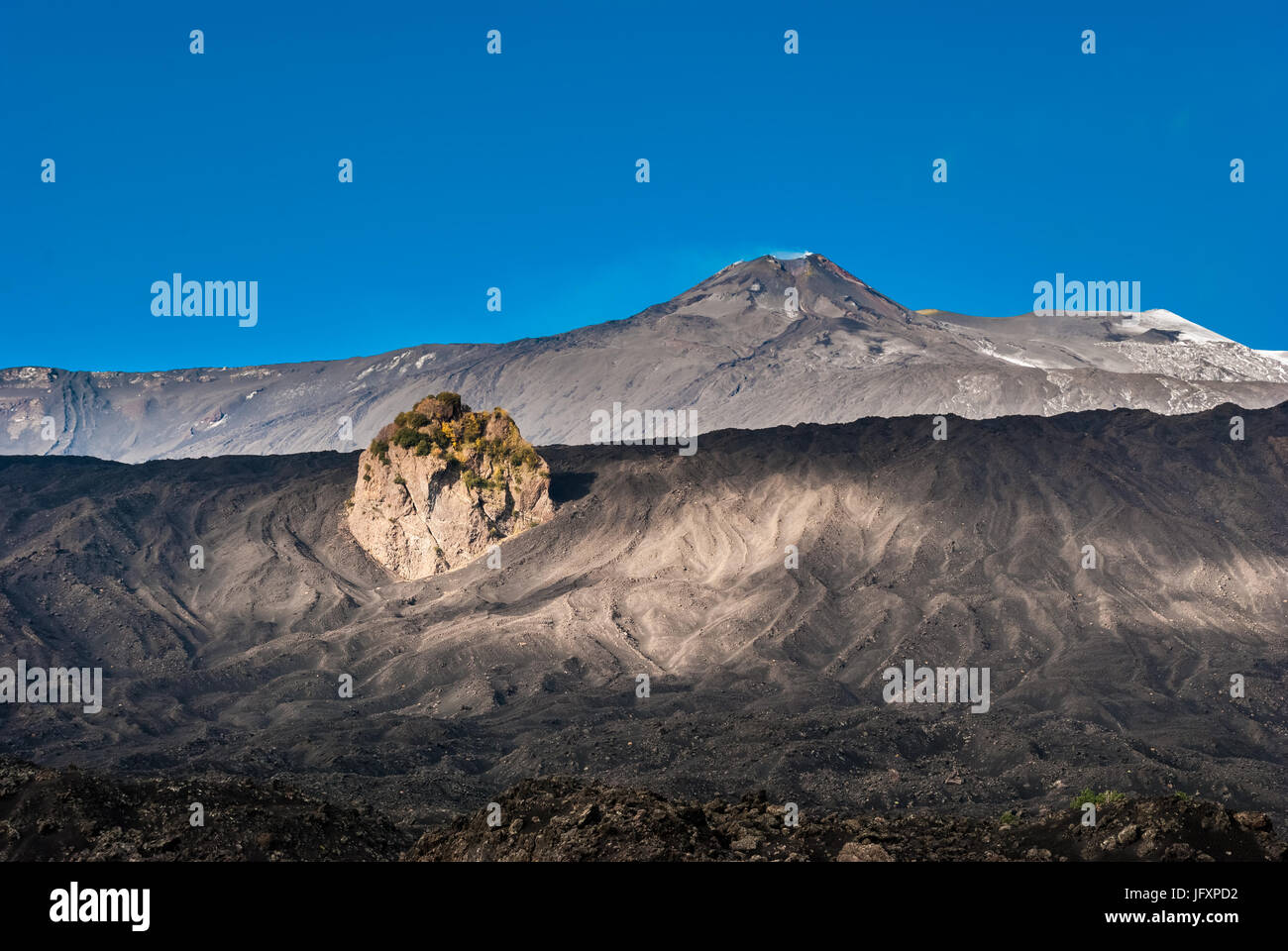 Summit craters of volcano Etna seen from the eastern flank Stock Photo