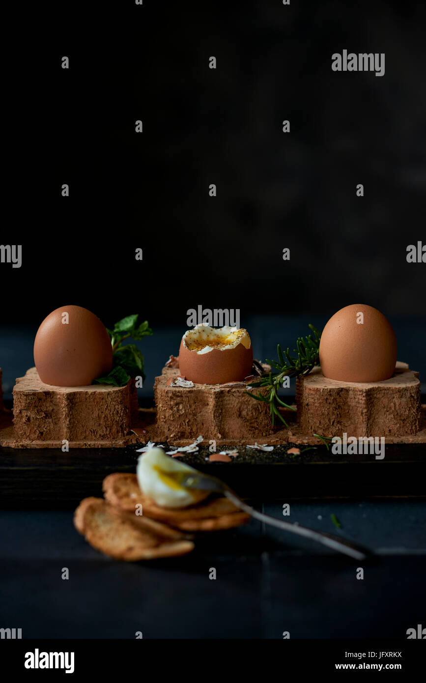 soft boiled eggs Stock Photo