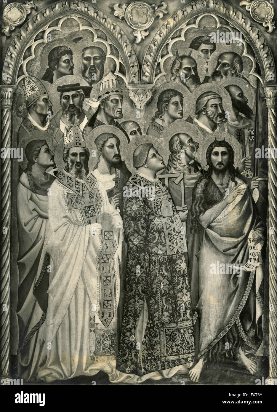 Numerous saints, painting by Giovanni del Biondo, Vatican City Stock Photo