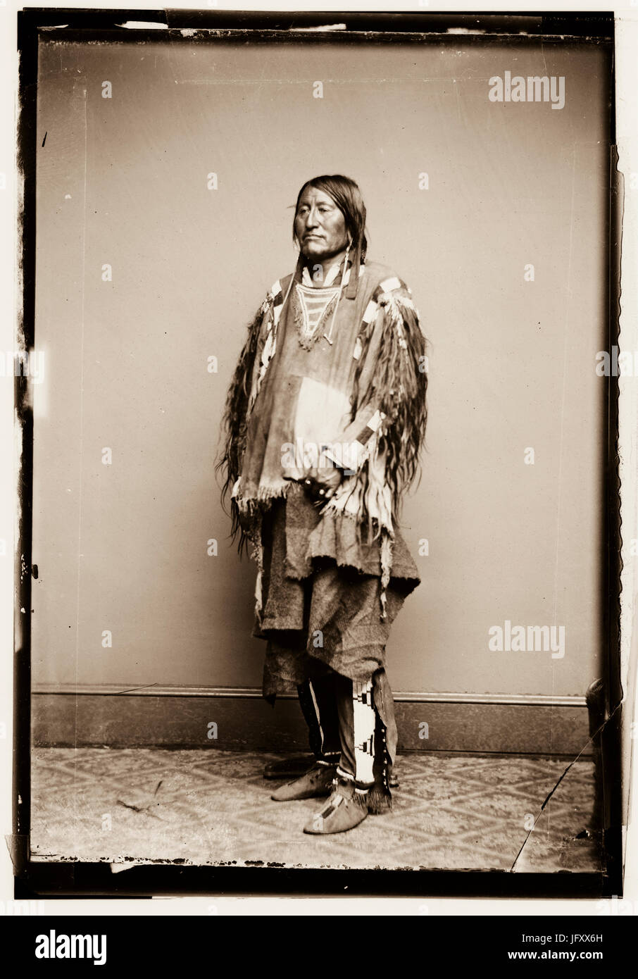 Portrait of a Crow Indian Chief circa 1855 - 1865 Stock Photo
