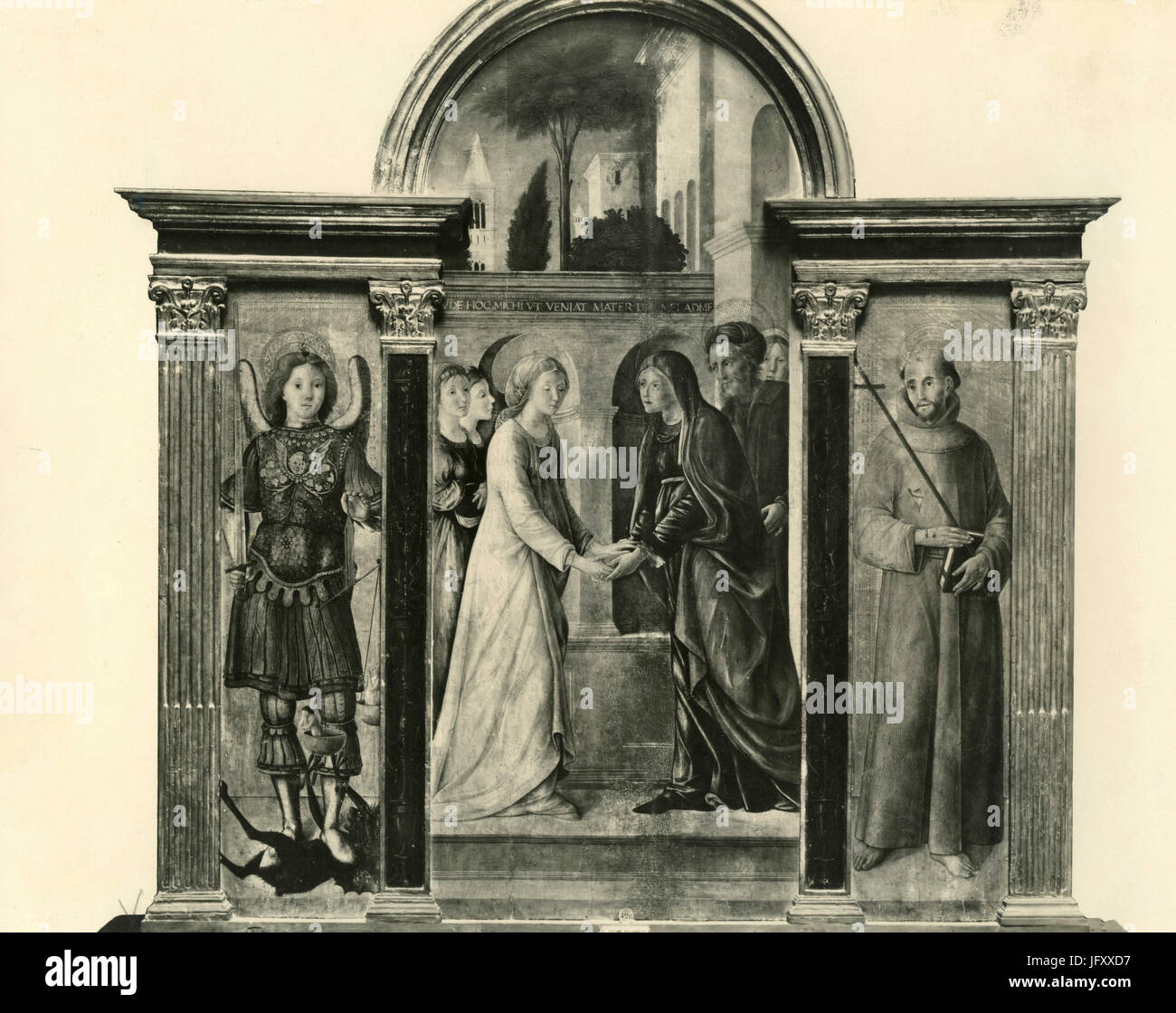 Visitation of Saint Elizabeth, painting by G. Pacchiarotti, Siena, Italy Stock Photo