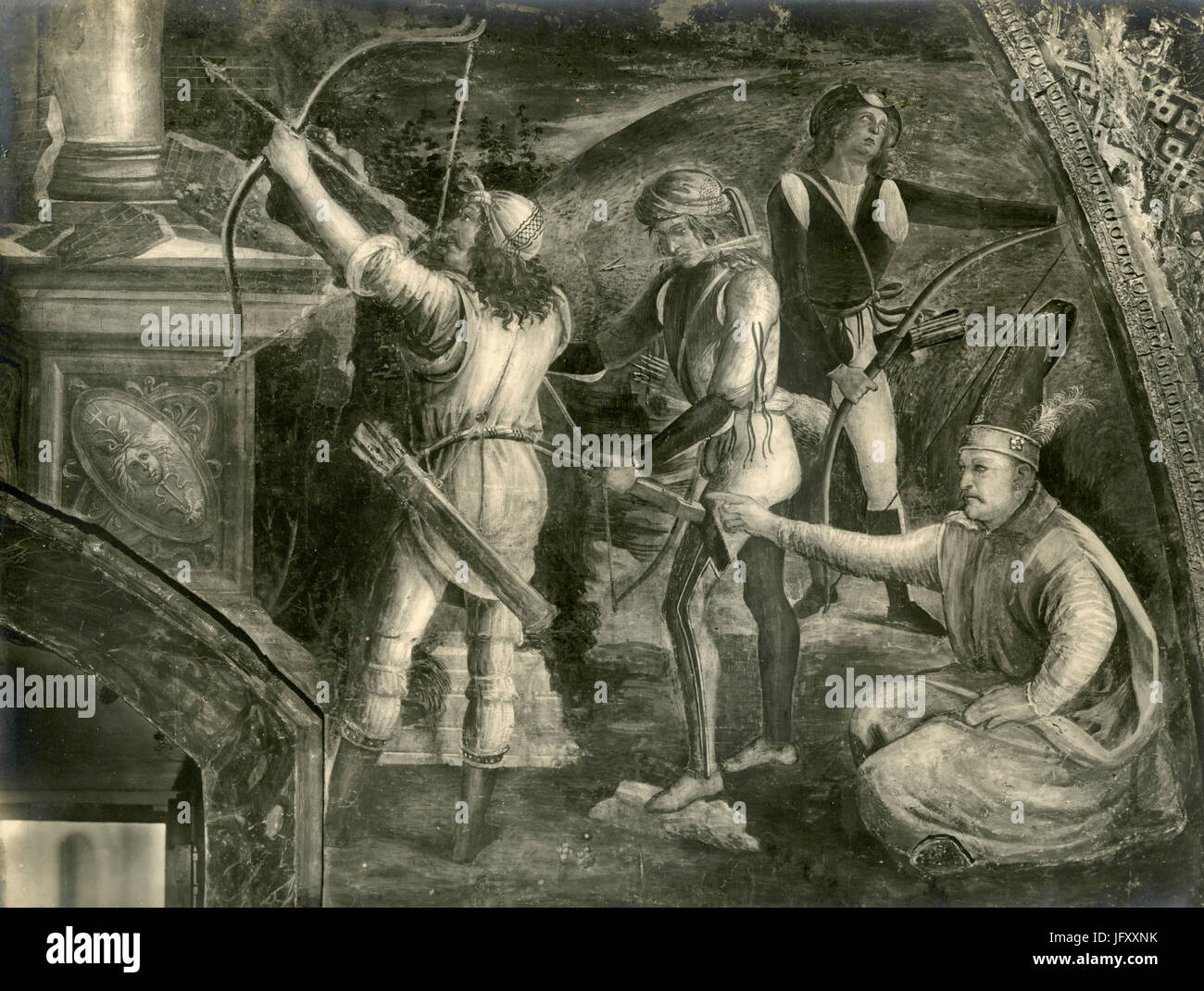 The Martyrdom of Saint Sebastian, detail of painting by Pinturicchio, Rome, Italy Stock Photo