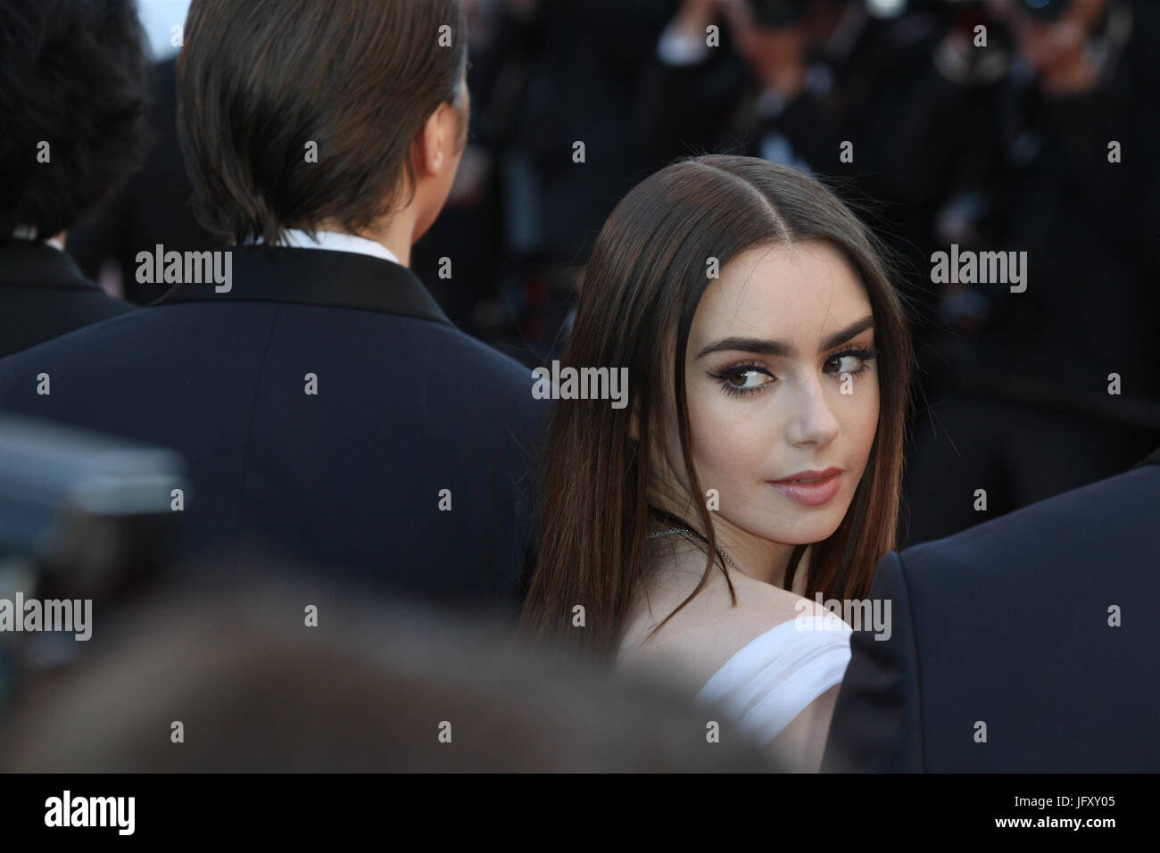 Lily Collins attends the Okja screening during the 70th annual Cannes