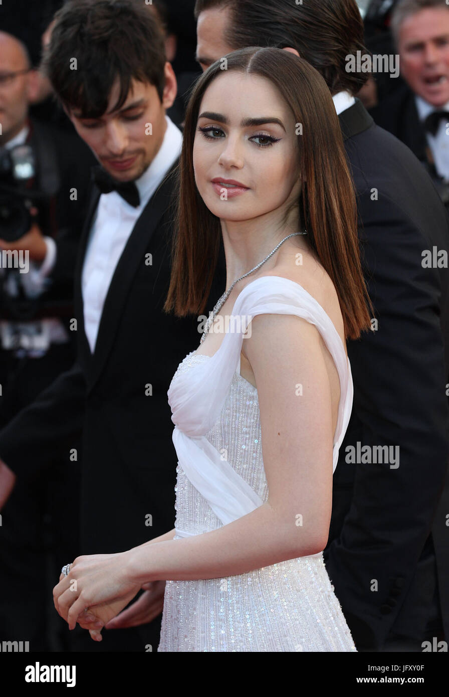 Lily Collins attends the Okja screening during the 70th annual Cannes