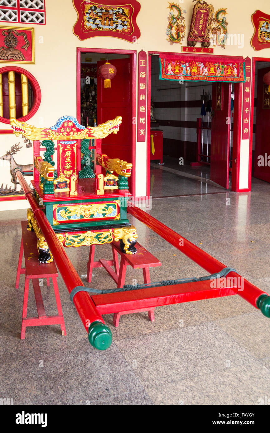 Sedan chair in Chinese temple in Phuket Town, Thailand Stock Photo