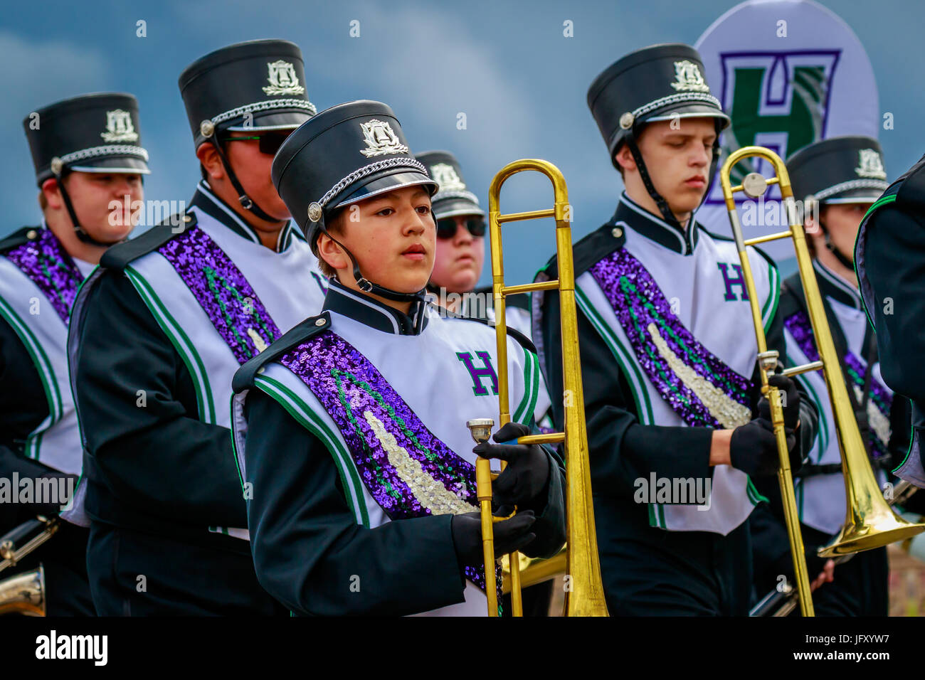 Heritage high school marching band hires stock photography and images