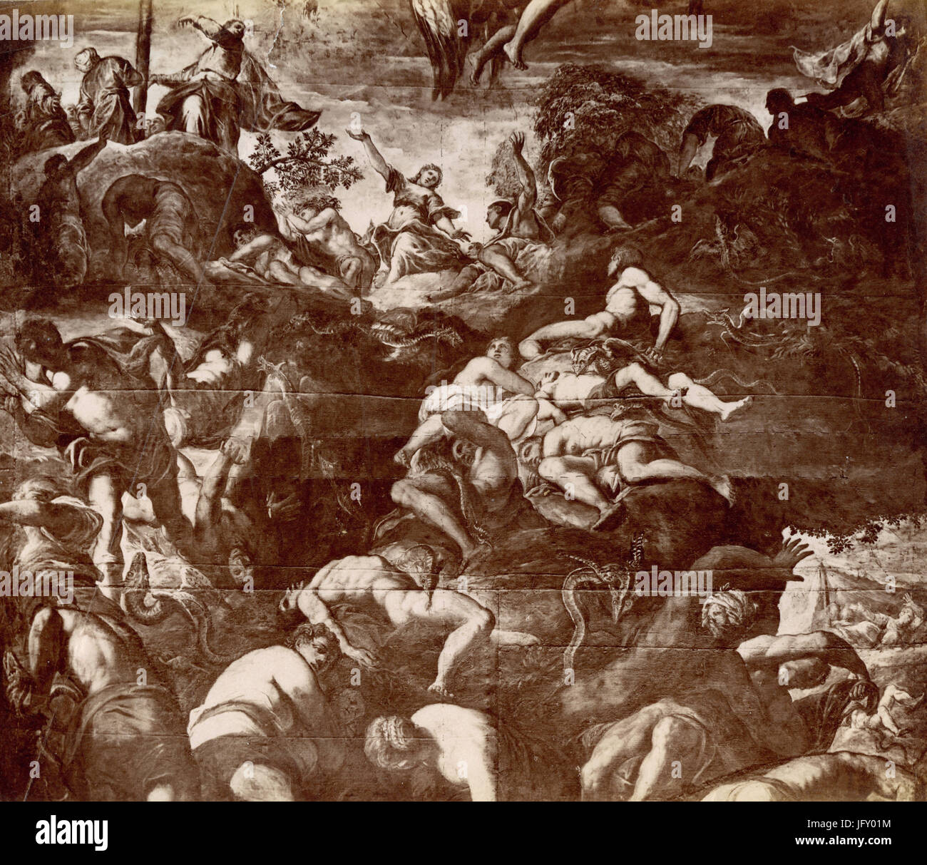 The Punishment of the Snakes, painting by Tintoretto, Venice, Italy Stock Photo