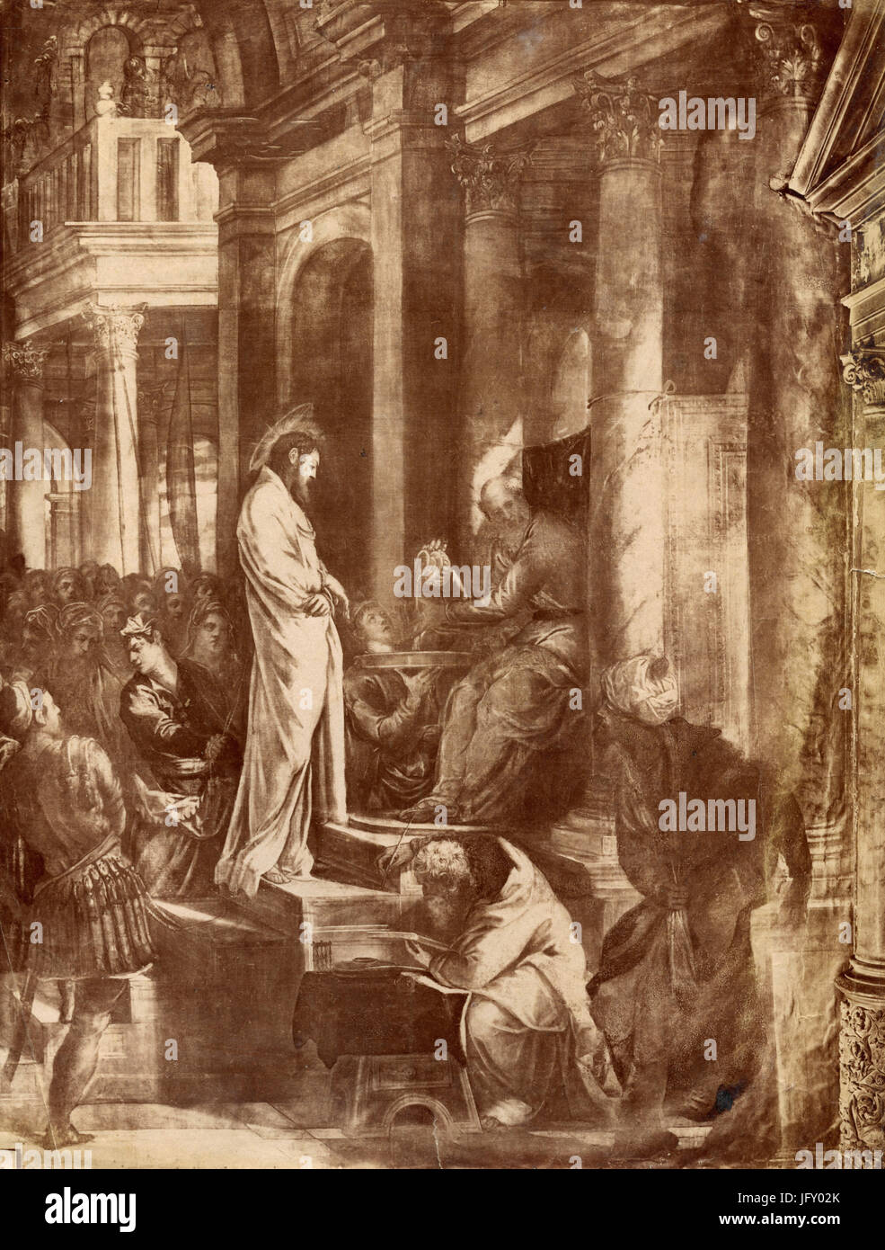 Christ before Pilate, painting by Tintoretto, detail, Venice, Italy Stock Photo