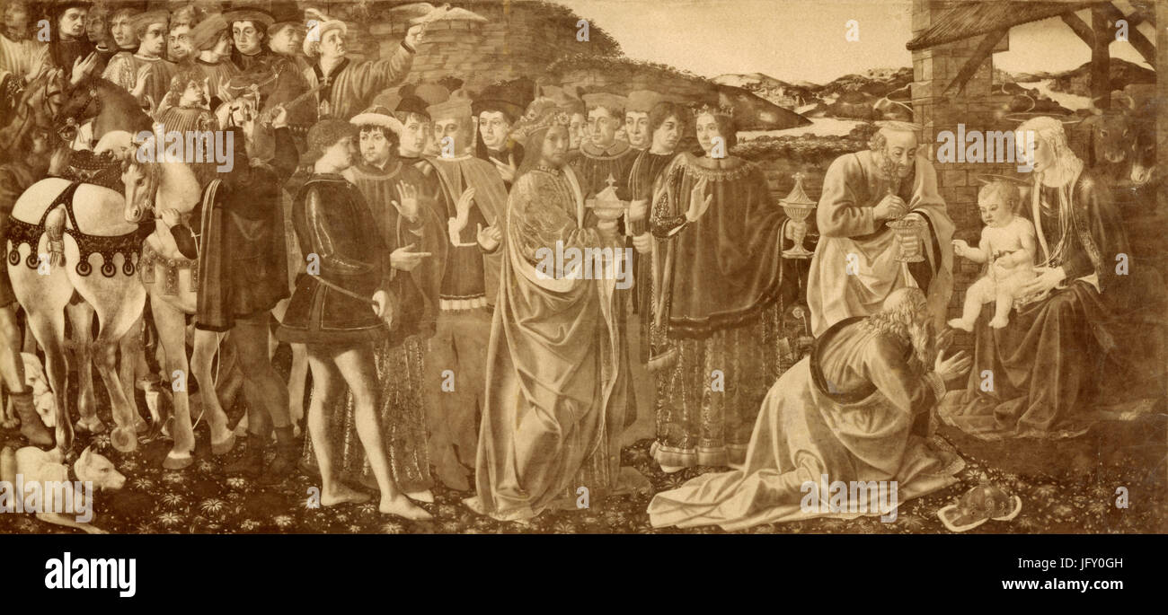 The Adoration of the Magi, painting by Cosimo Rosselli, Florence, Italy Stock Photo