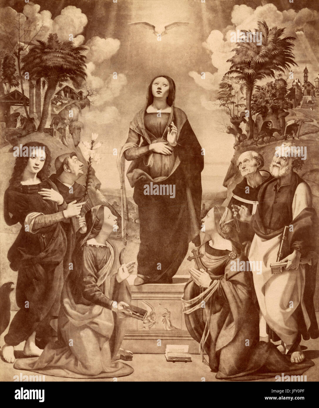 The Virgin and Saints, painting by Piero di Cosimo, Florence, Italy Stock Photo