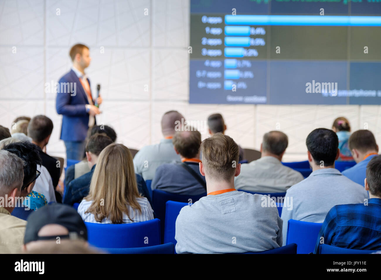 Audience listens to the lecturer Stock Photo - Alamy