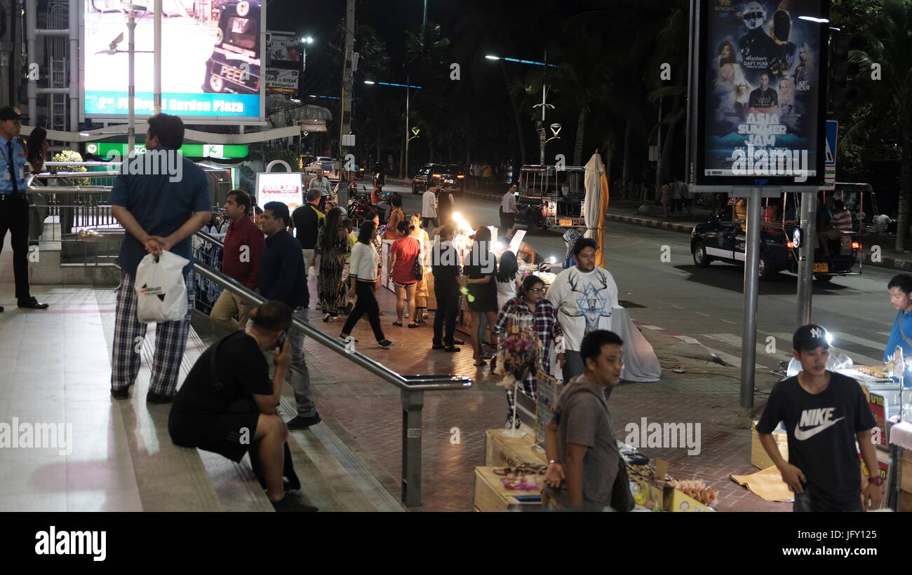Night Flea Market on Beach Road Pattaya Thailand 2017 Stock Photo