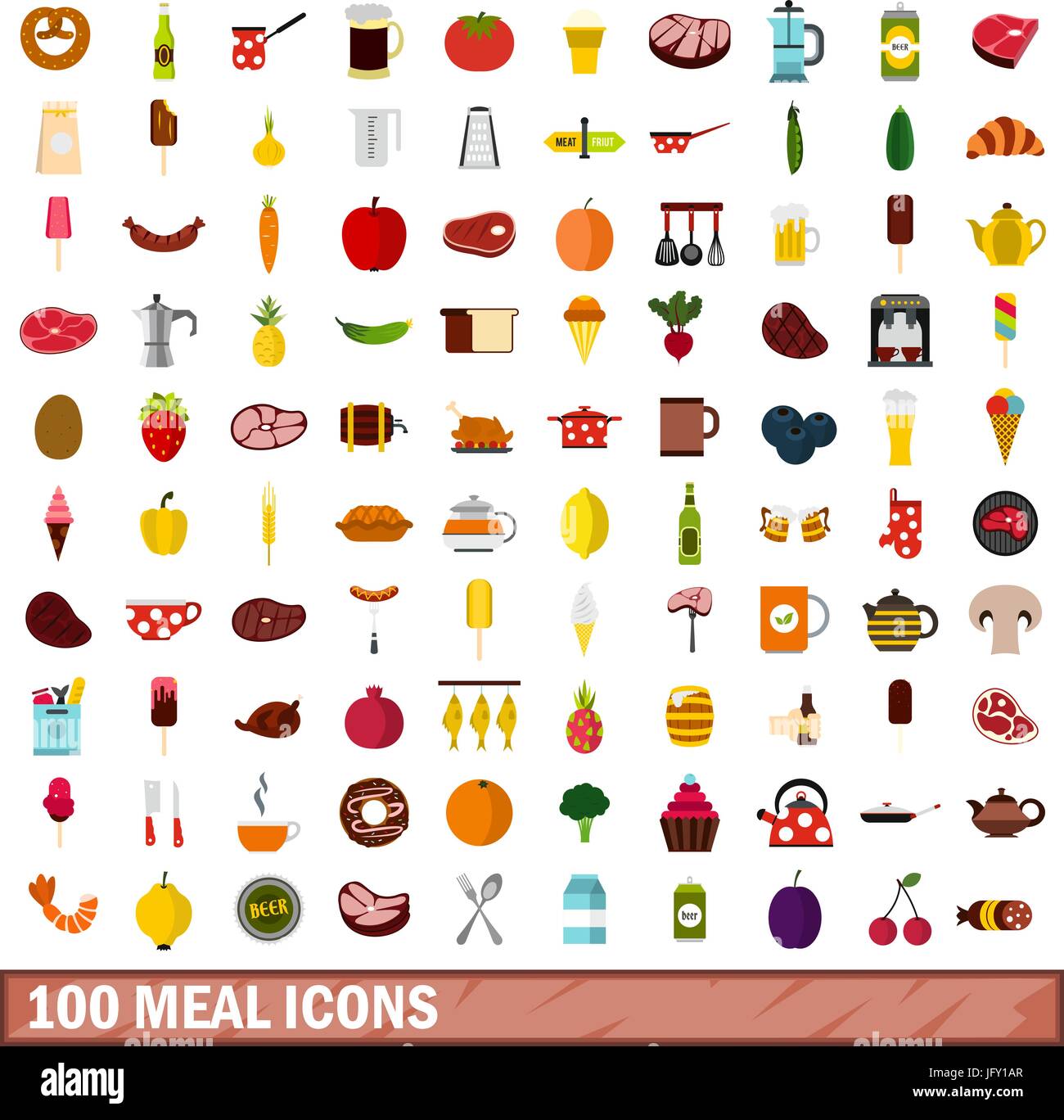 100 meal icons set, flat style Stock Vector Image & Art - Alamy