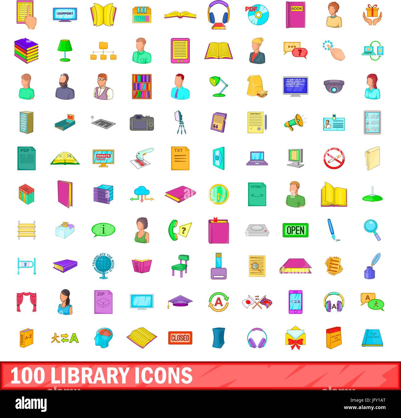 100 library icons set, cartoon style Stock Vector Image & Art - Alamy