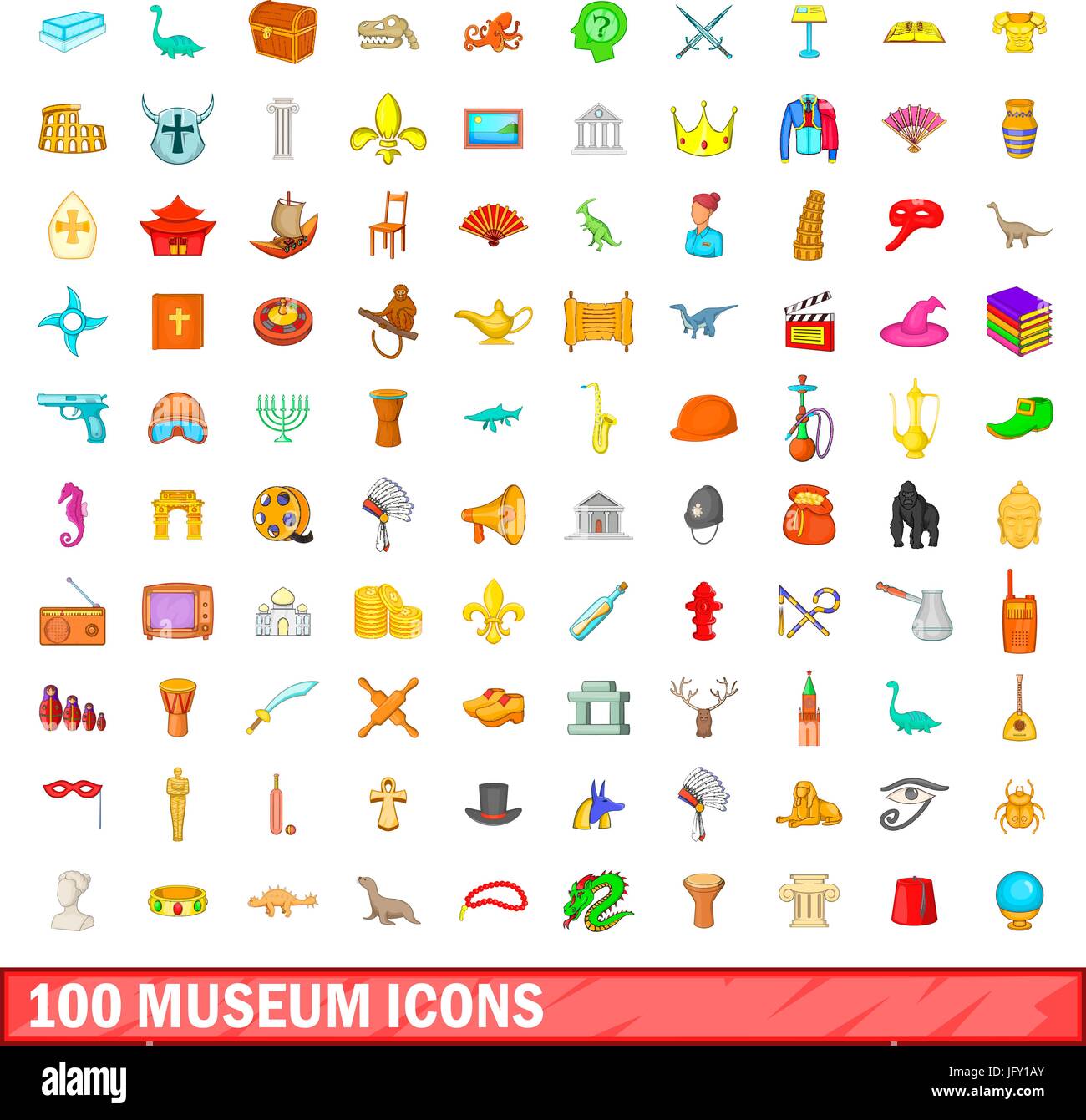 100 museum icons set, cartoon style Stock Vector Image & Art - Alamy