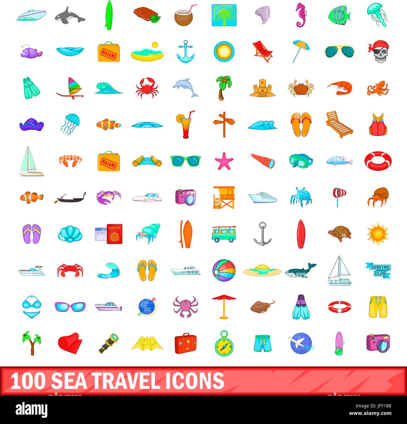 100 sea travel icons set, cartoon style Stock Vector Image & Art - Alamy