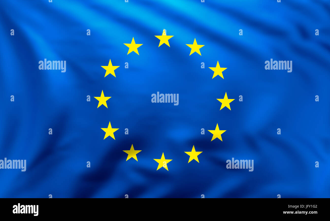 Full frame background of European flag blowing in the wind Stock Photo