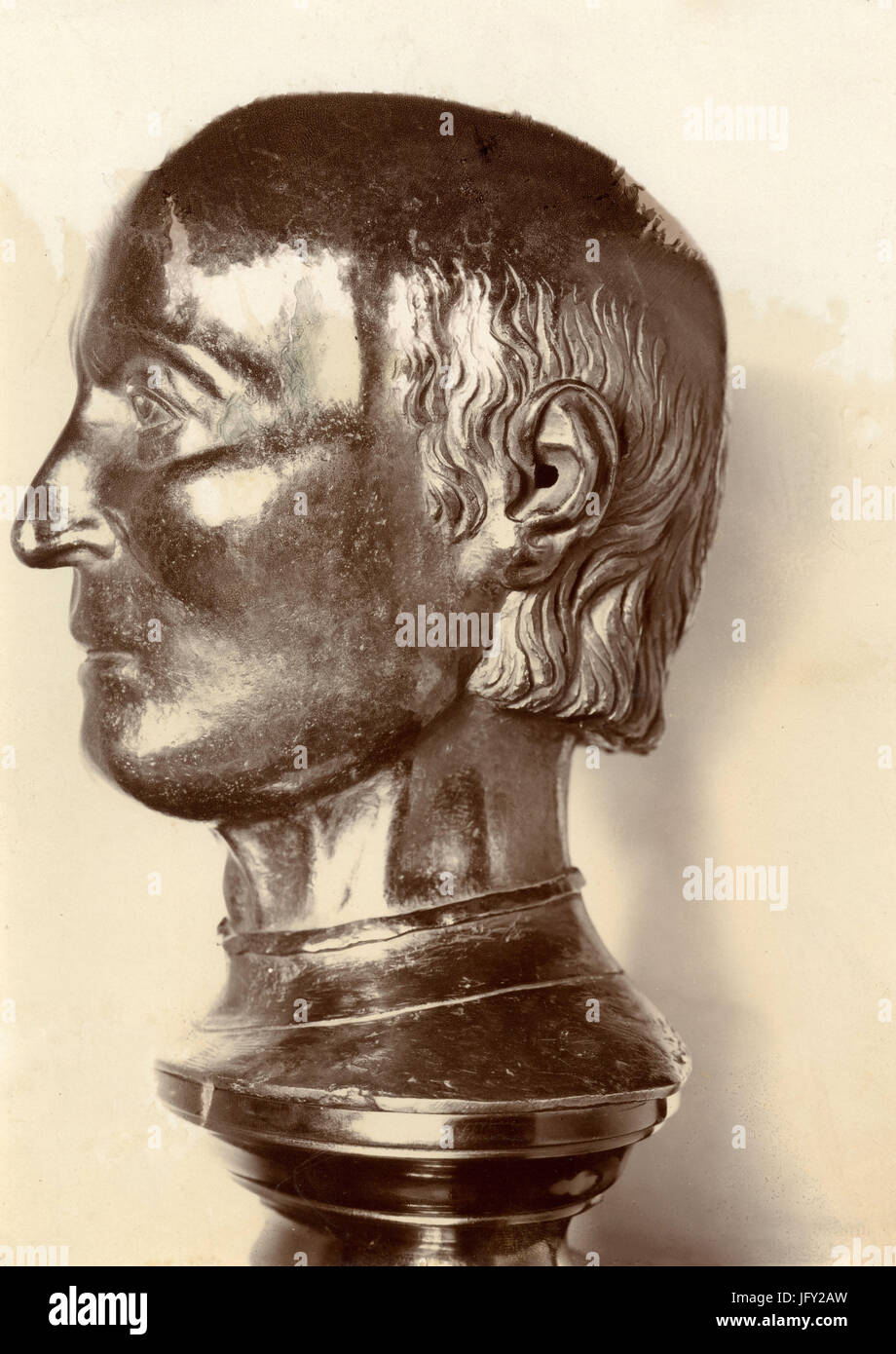 Head of a man, bronze sculpture by Filarete, Italy Stock Photo