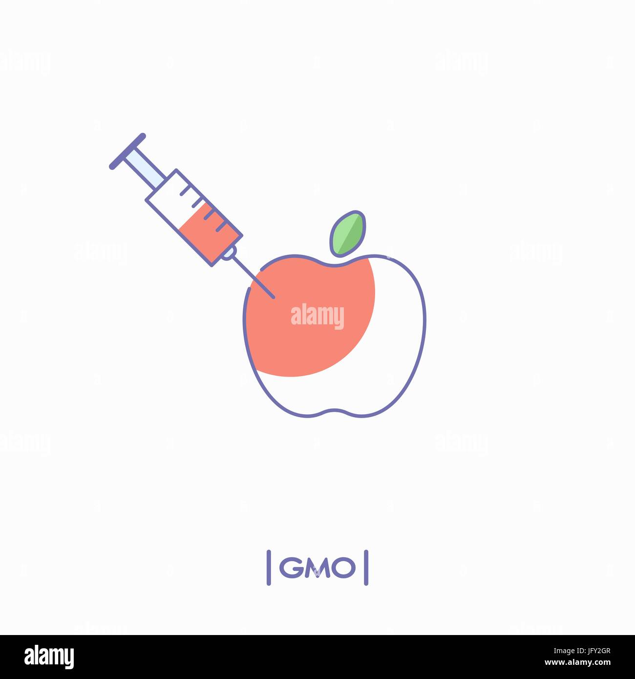 GMO concept. Apple with syringe Stock Vector