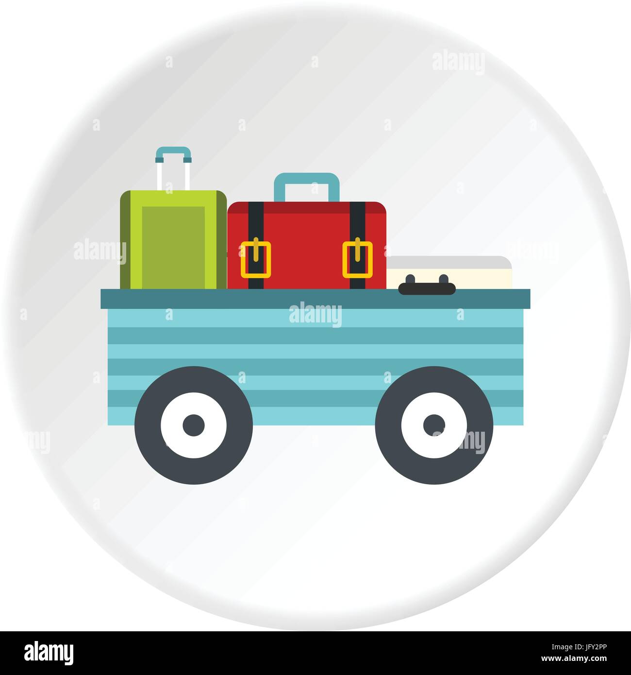Freight trolley with loaded baggage icon circle Stock Vector
