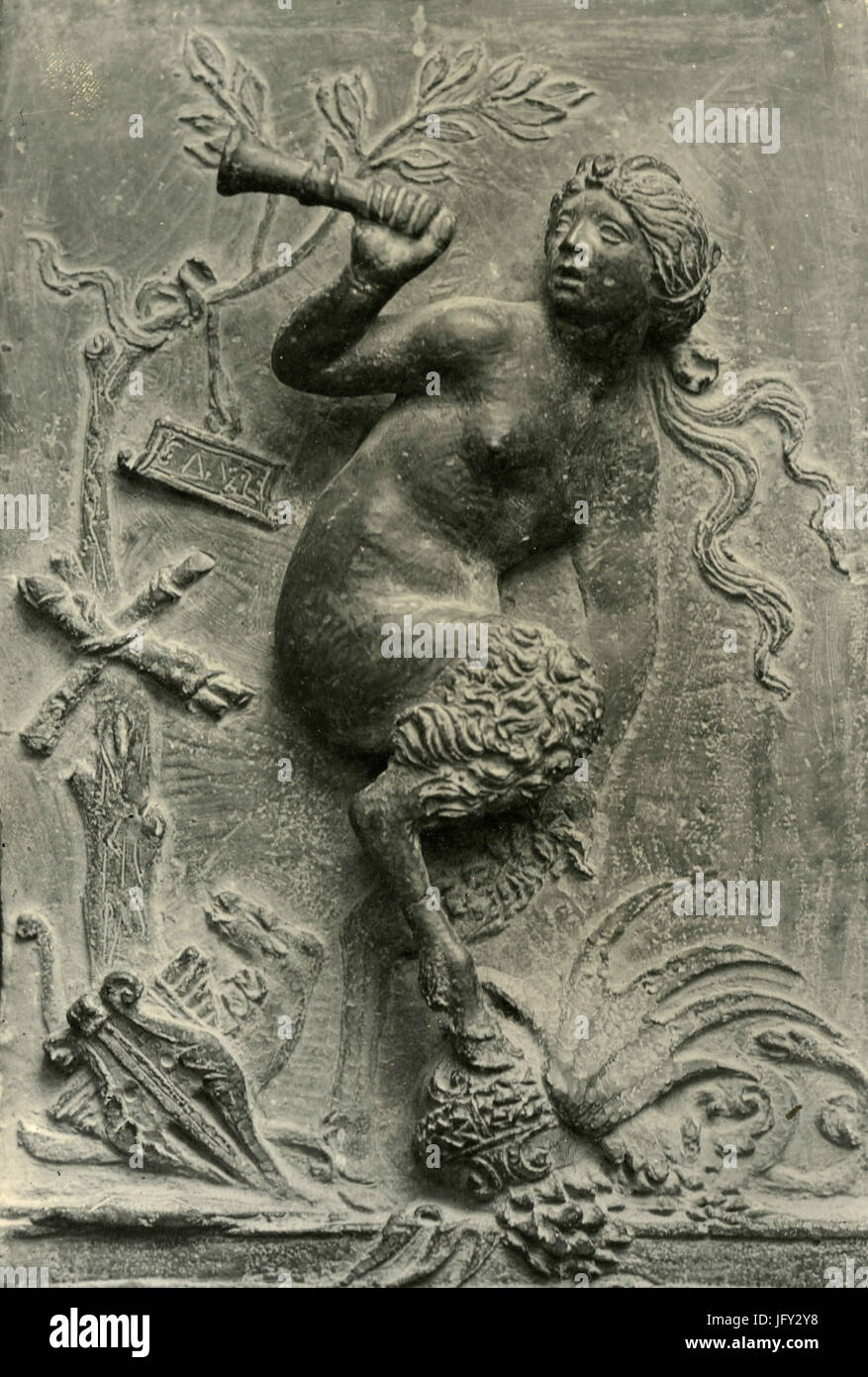 Satyr Woman, bronze plate, Venice, Italy Stock Photo
