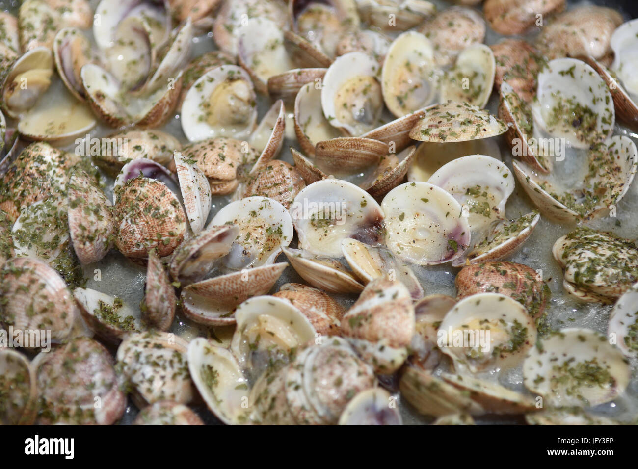 Cooking clams Stock Photo Alamy