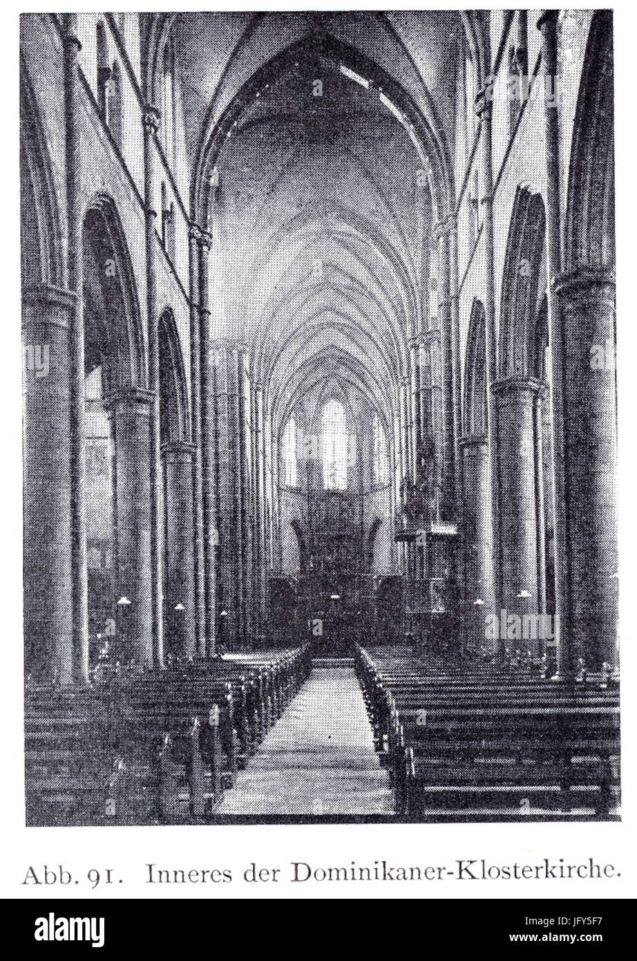 Dominikanerkloster an der Herzogstraße in Düsseldorf, 1867 bis 1887, Dombaumeister Friedrich von Schmidt aus Wien, Inneres der Dominikaner-Klosterkirche Stock Photo