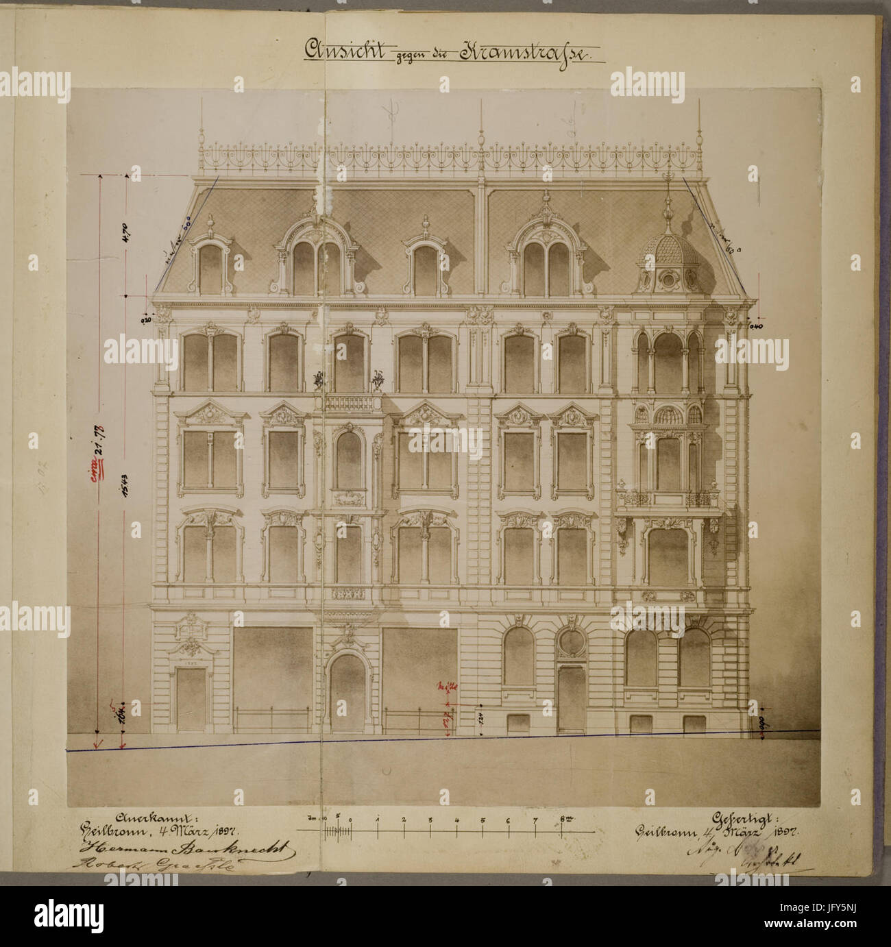 Doppelhaus Kaiserstraße 33 und 35 Herrmann Bauknecht - Robert Graeßle - Wilhelm Holl - August Dederer (Heilbronn) Stock Photo