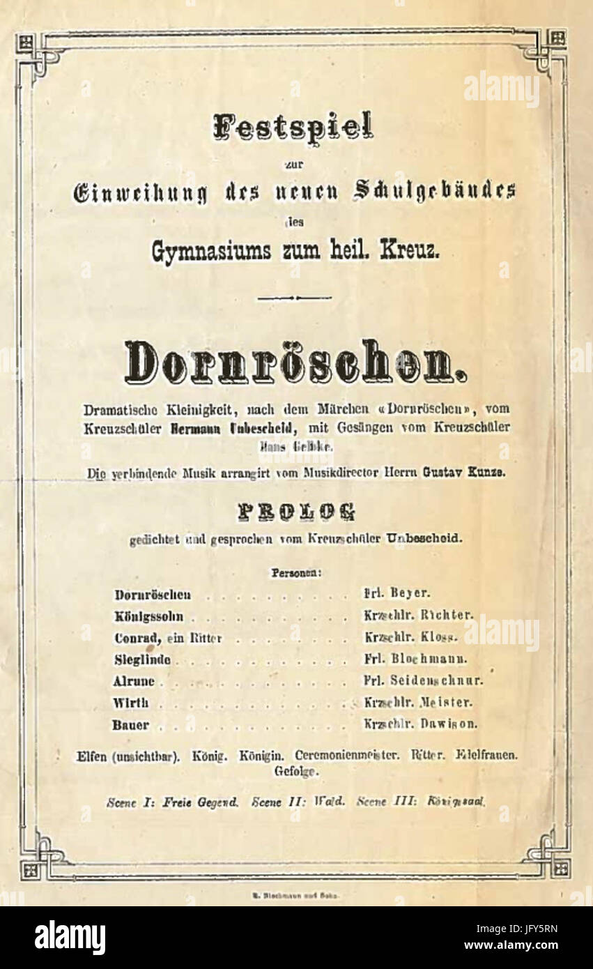 Dornröschen Singspiel von Johannes Gelbke Stock Photo