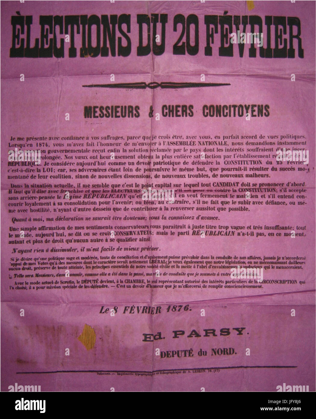 Edouard Parsy élu aux Elections législatives de 1876 Stock Photo Alamy