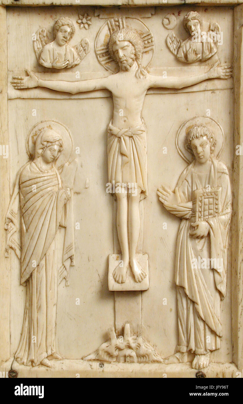 Crucifixión bizantina del Evangeliario de Felicia de Roucy Stock Photo