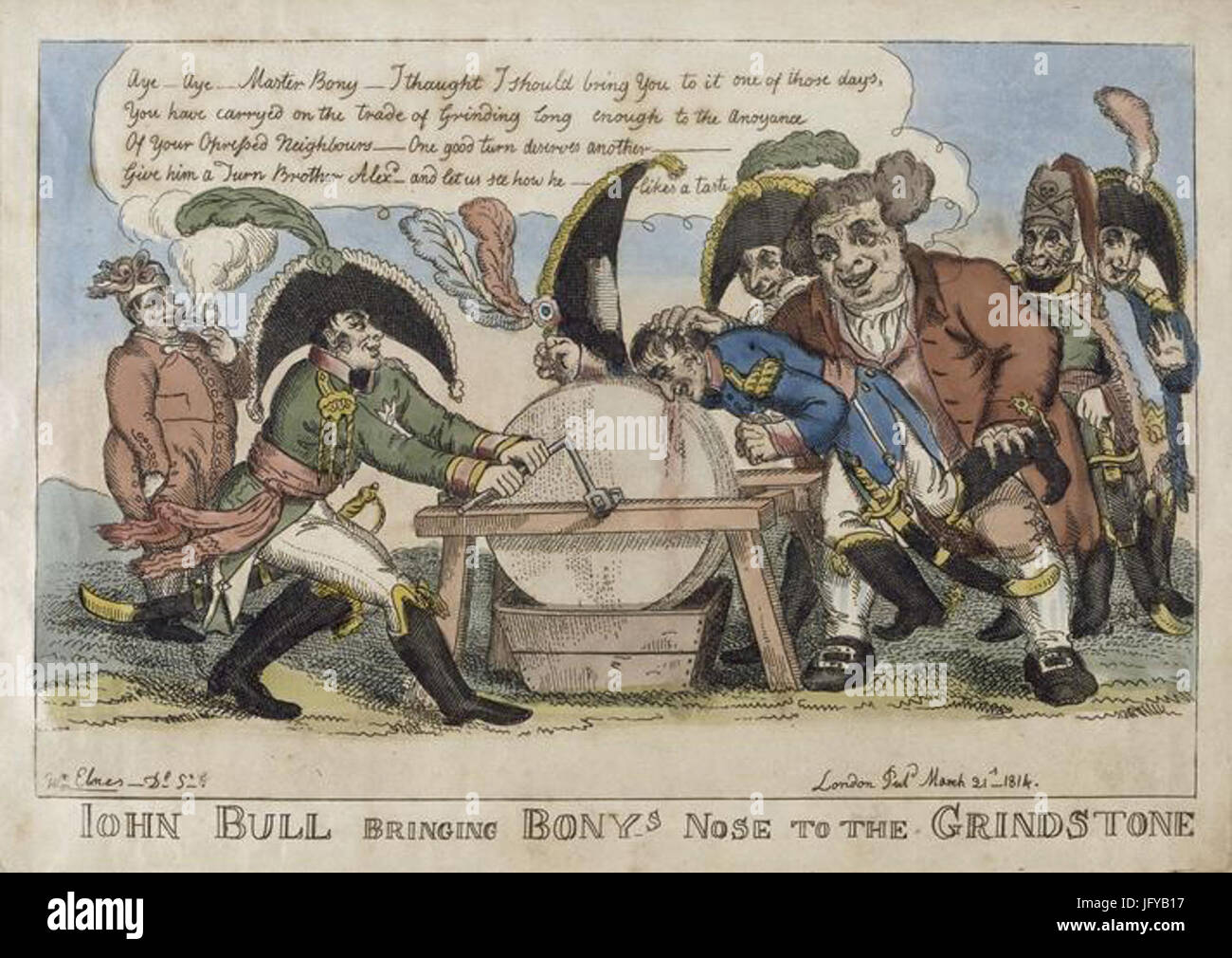 Elmes John Bull bringing Bony s nose to the grindstone Stock Photo