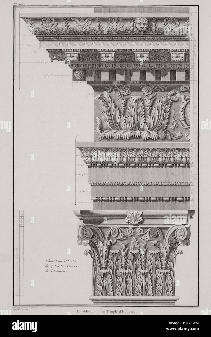 Entablement d'un Temple d'Ephèse - Choiseul-gouffier Gabriel Florent Auguste De - 1782 Stock Photo