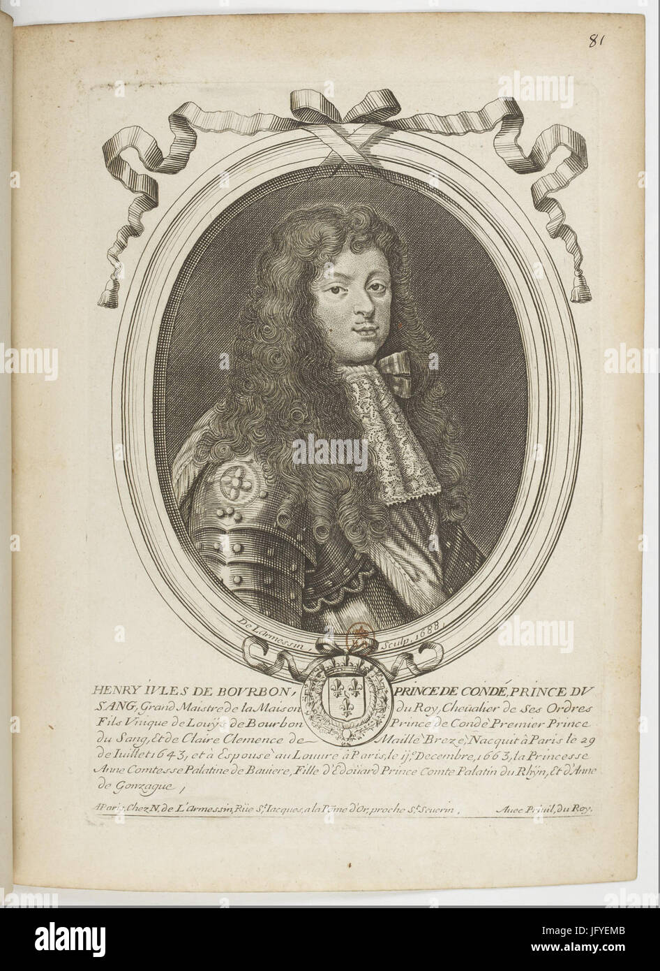 Estampes par Nicolas de Larmessin.f090.Henri Jules de Bourbon, prince de Condé Stock Photo