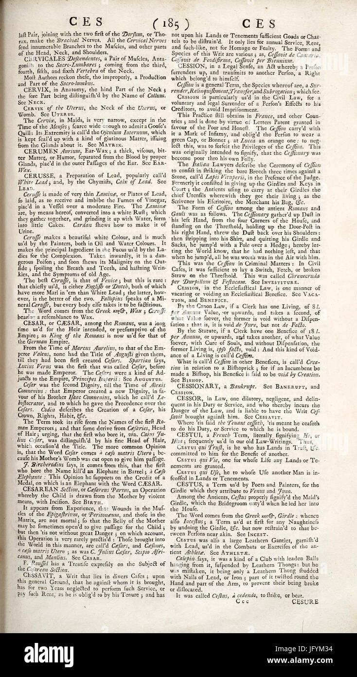 Cyclopaedia, Chambers - Volume 1 - 0339 Stock Photo - Alamy