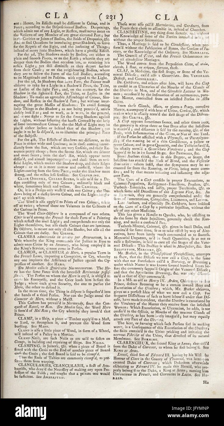 Cyclopaedia, Chambers - Volume 1 - 0385 Stock Photo - Alamy