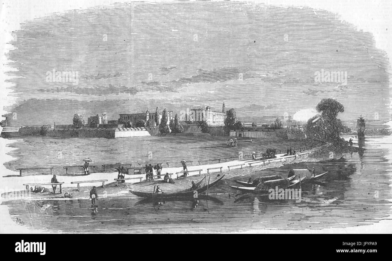 Fort William, Calcutta--sketched from the river,  Illustrated London News, 1857 Stock Photo