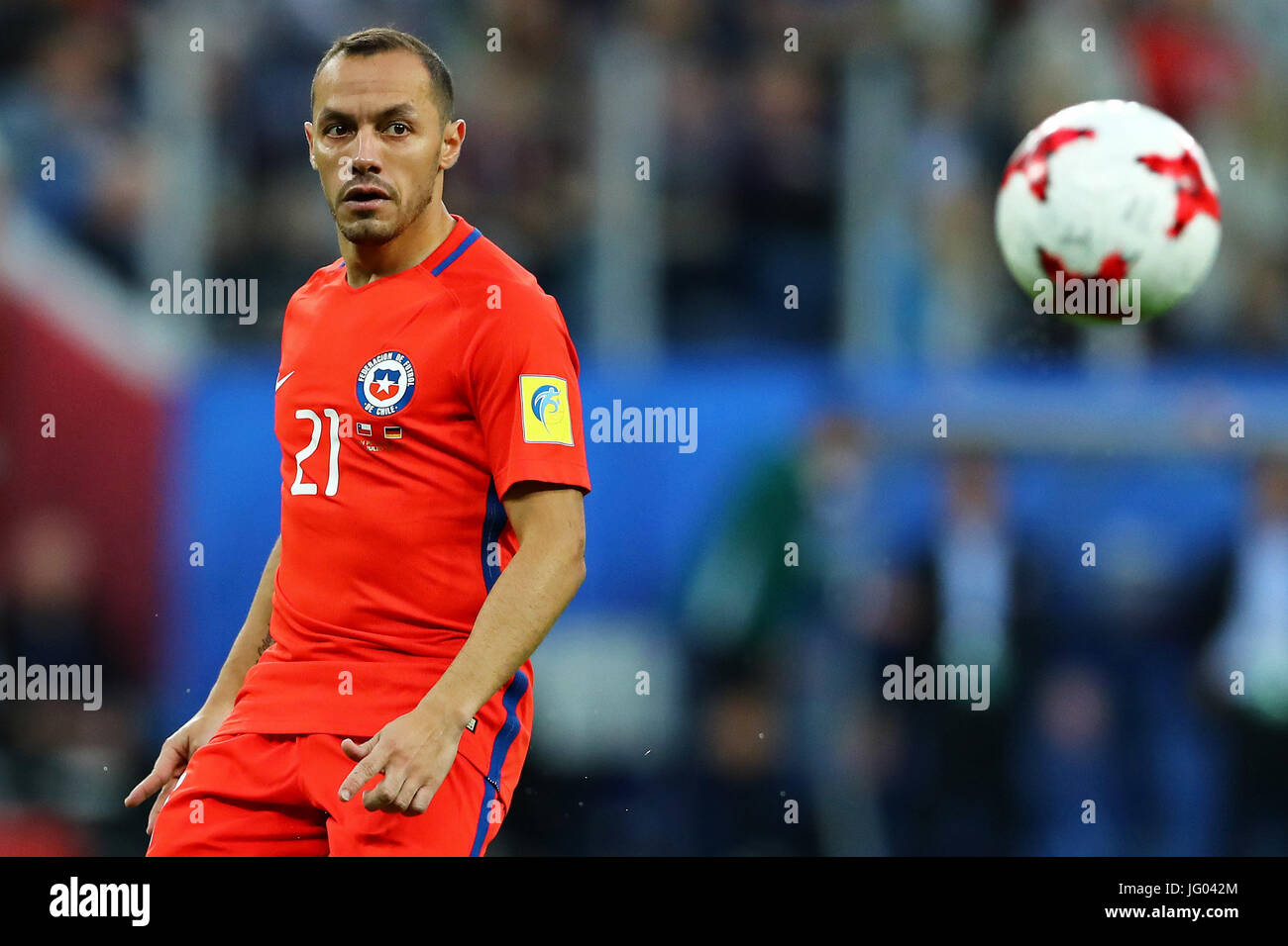 St. Petersburg, Russia. 2nd July, 2017. Marcelo Diaz of Chile during Chile-Germany match valid for the 2017 Confederations Cup Final this Sunday (02), held at the Krestovsky Stadium (Zenit Arena) in St. Petersburg, Russia. (Photo: Heuler Andrey/DiaEsportivo/Fotoarena) Stock Photo