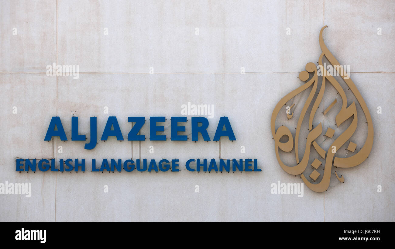 The Logo Of The Arabic News Broadcaster Al Jazeera Is Seen At Its