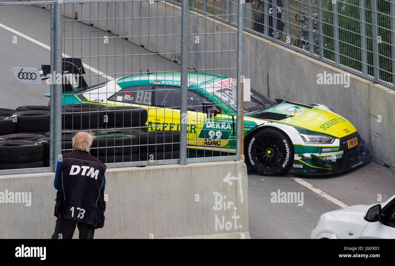 Mike Rockefeller Dtm The German GTM race driver Mike Rockenfeller's wrecked Audi RS 5 DTM is ...