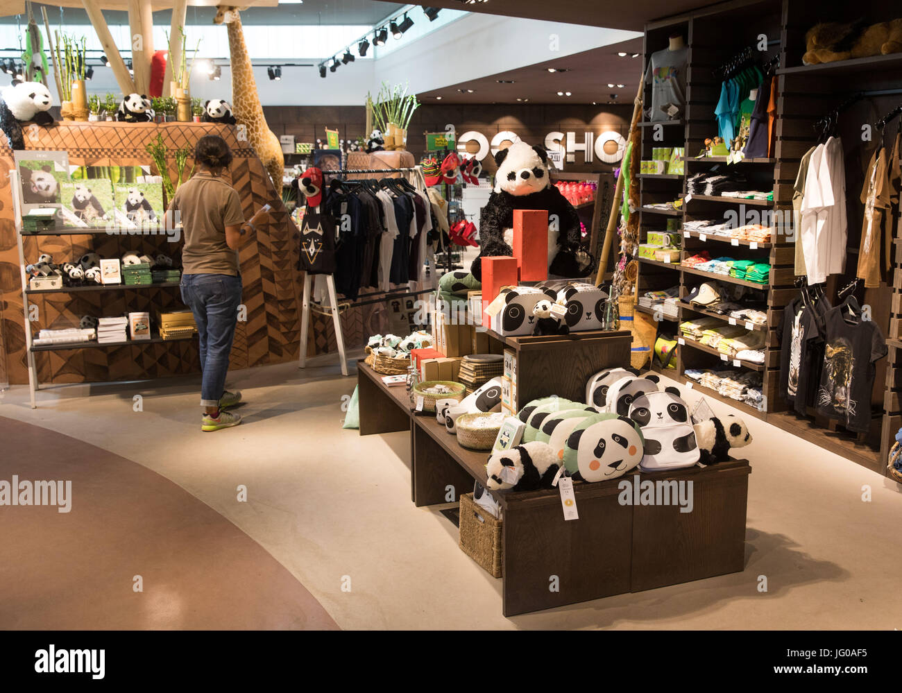 Berlin, Germany. 3rd July, 2017. Panda merchandise can be seen at the Zoo  shop in Berlin, Germany, 3 July 2017. From the 6th of July onwards the two  pandas Meng Meng and